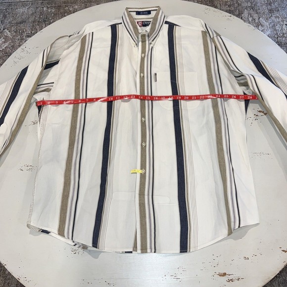 Ralph Lauren Men XL  XXL Button Down Long Sleeve Shirt Stipe Ivory Coal Runs BIG - Picture 4 of 13